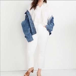 Madewell Cali Demi Boot Jeans Pure White Raw Hem